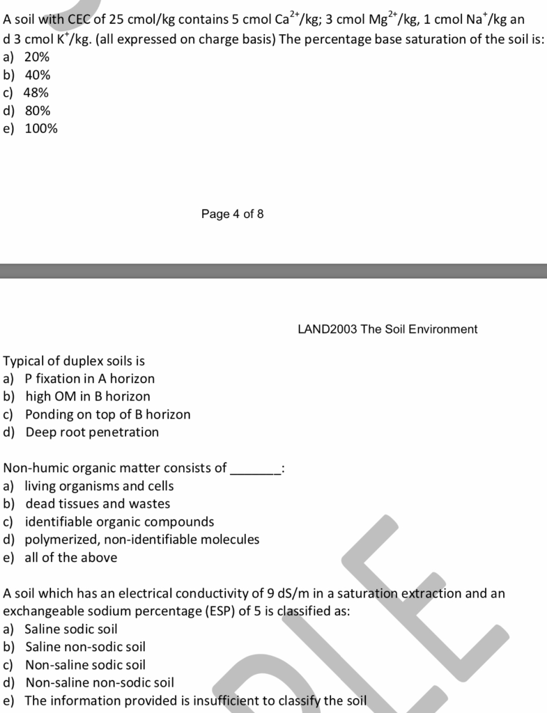 Solved A Soil With Cec Of 25 Cmol Kg Contains 5 Cmol Ca K Chegg Com