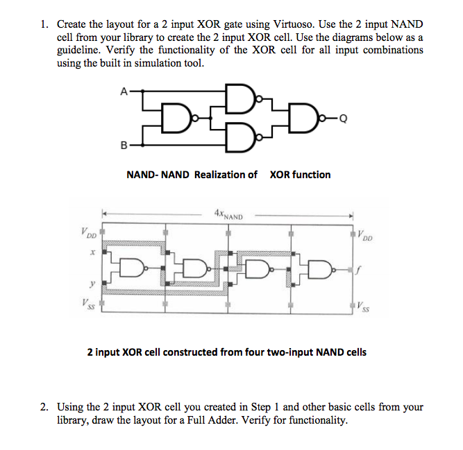 1. Create the layout for a 2 input XOR gate using | Chegg.com