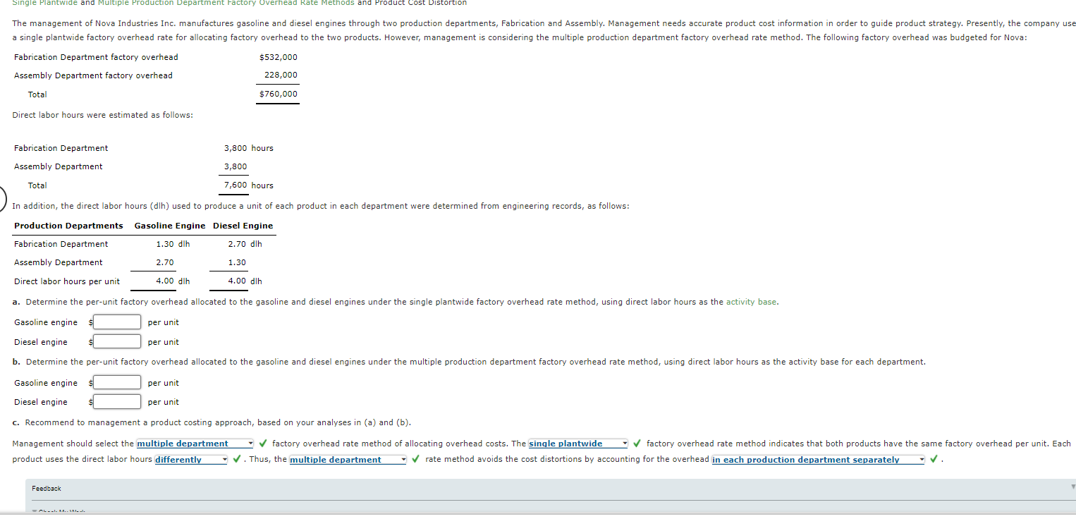 Solved Single Plantwide and Multiple Production Department | Chegg.com