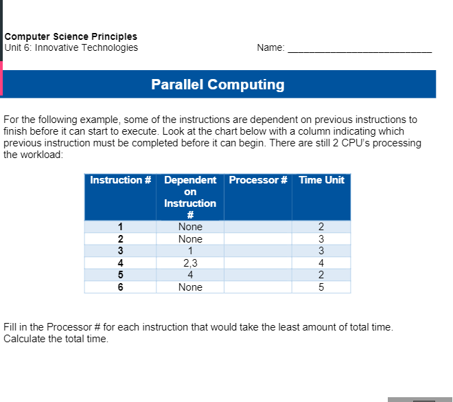 Solved Computer Science Principles Unit 6: Innovative | Chegg.com