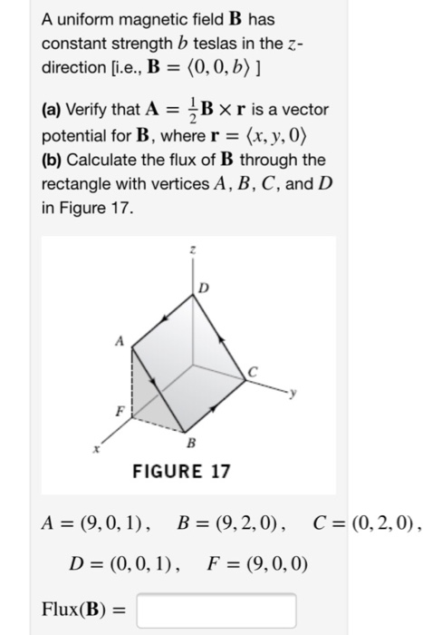 Solved A Uniform Magnetic Field B Has Constant Strength B | Chegg.com