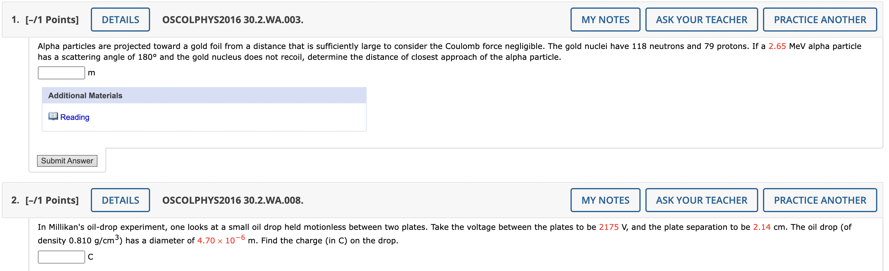 Solved [ 11 Points] Oscolphys2016 30 2 Wa 003 Has A