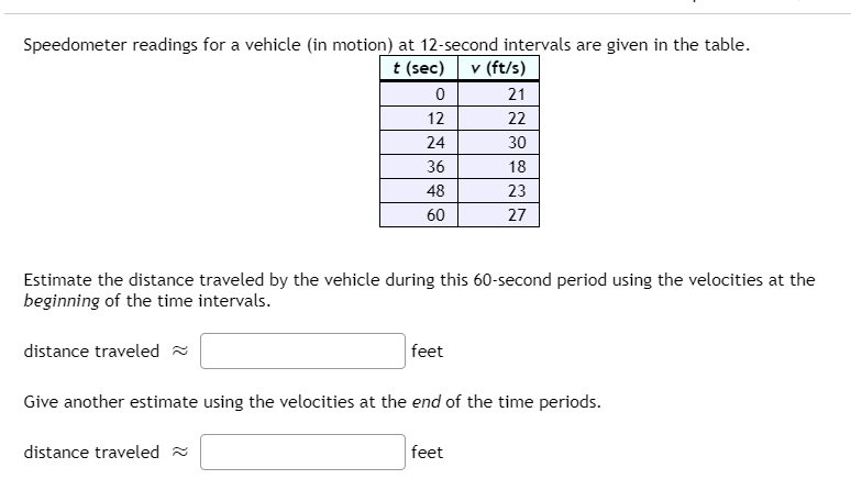 Solved Speedometer readings for a vehicle (in motion) at | Chegg.com