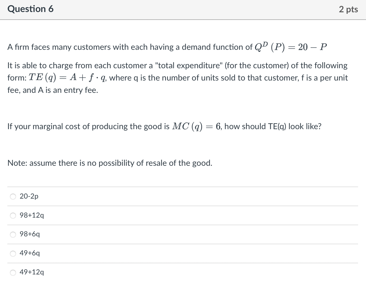 Solved A firm faces many customers with each having a demand | Chegg.com