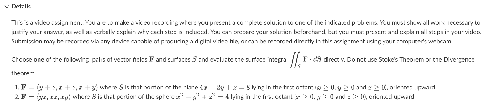 Solved This is a video assignment. You are to make a video | Chegg.com