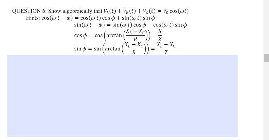 Solved Question 6 Show Algebraically That V T Vr T Chegg Com