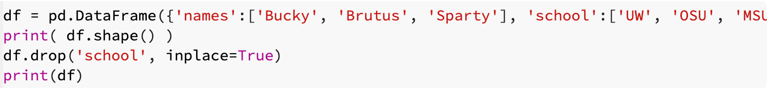 Solved df = pd.DataFrame(\{'names': ['Bucky', 'Brutus', | Chegg.com