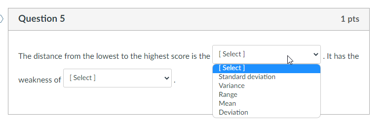 Solved The distance from the lowest to the highest score is | Chegg.com