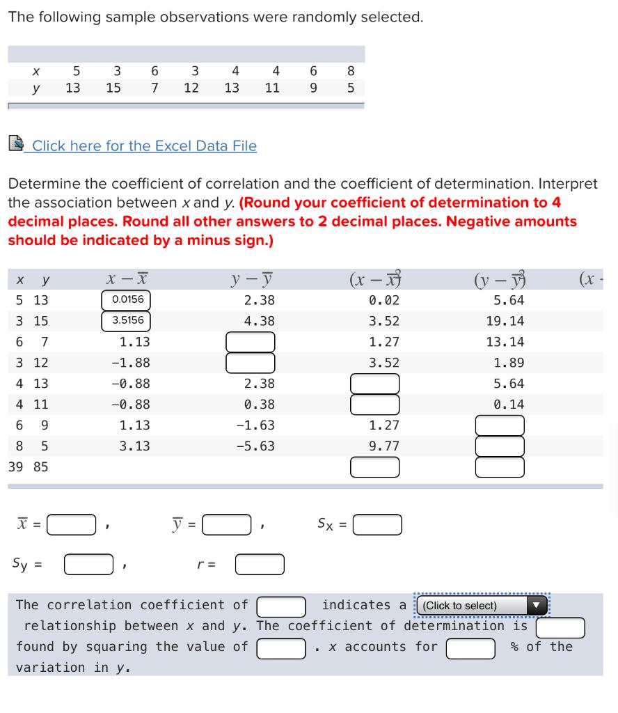 Solved The Following Sample Observations Were Randomly | Chegg.com