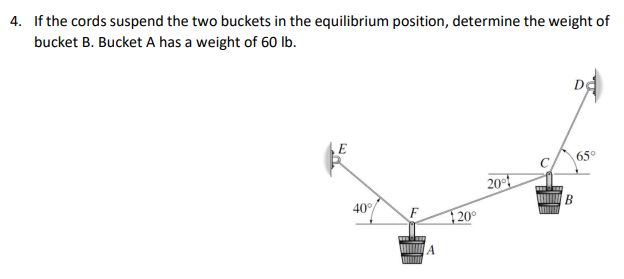 Solved 4. If The Cords Suspend The Two Buckets In The | Chegg.com