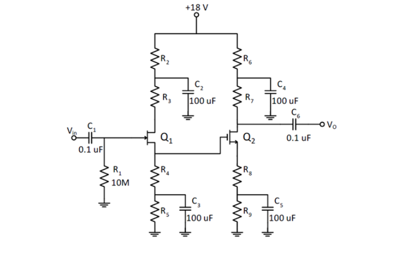 Solved An amplifier circuit obtained using JFET and MOSFET | Chegg.com