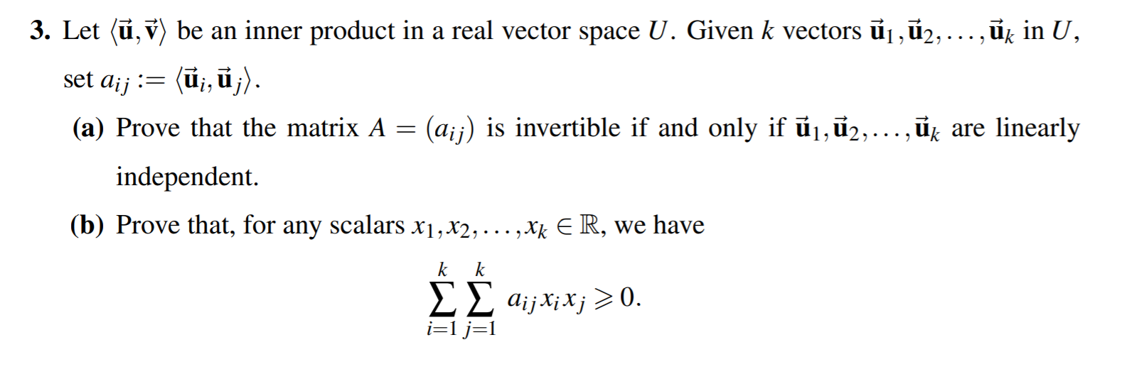 Solved 3 Let U V Be An Inner Product In A Real Vector Chegg Com