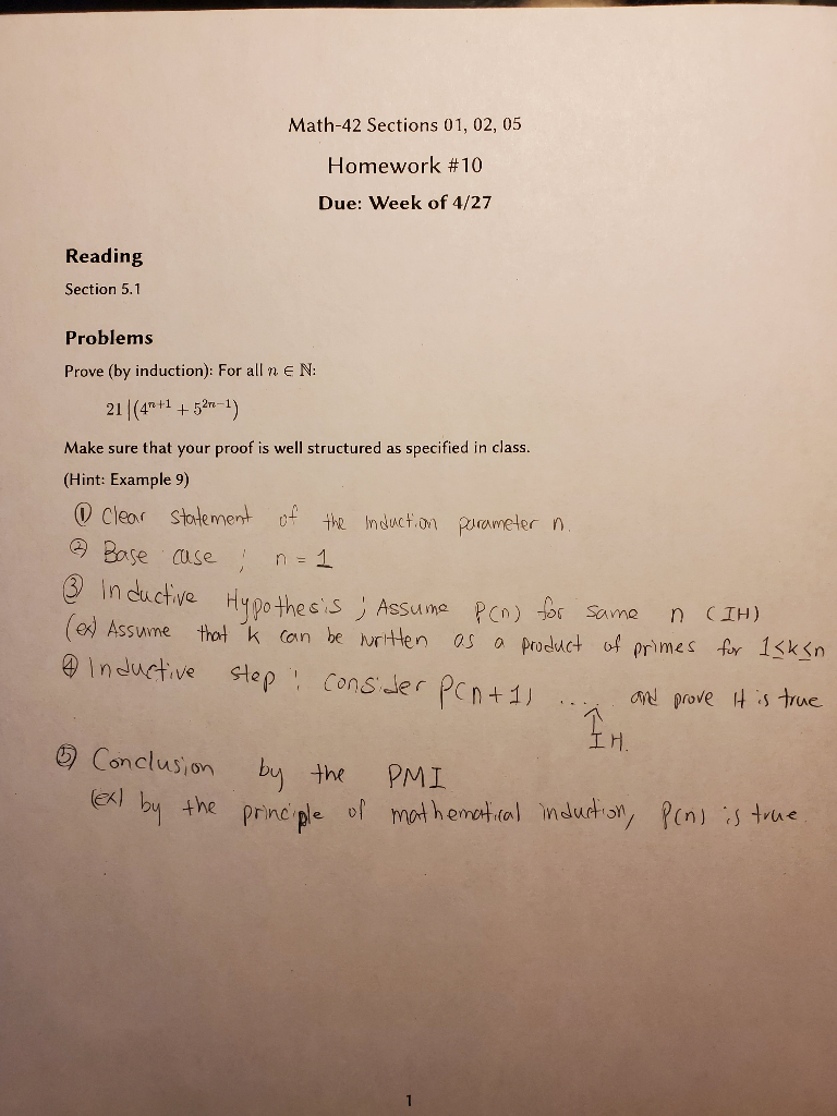 Solved Math-42 Sections 01, 02, 05 Homework #10 Due: Week of | Chegg.com