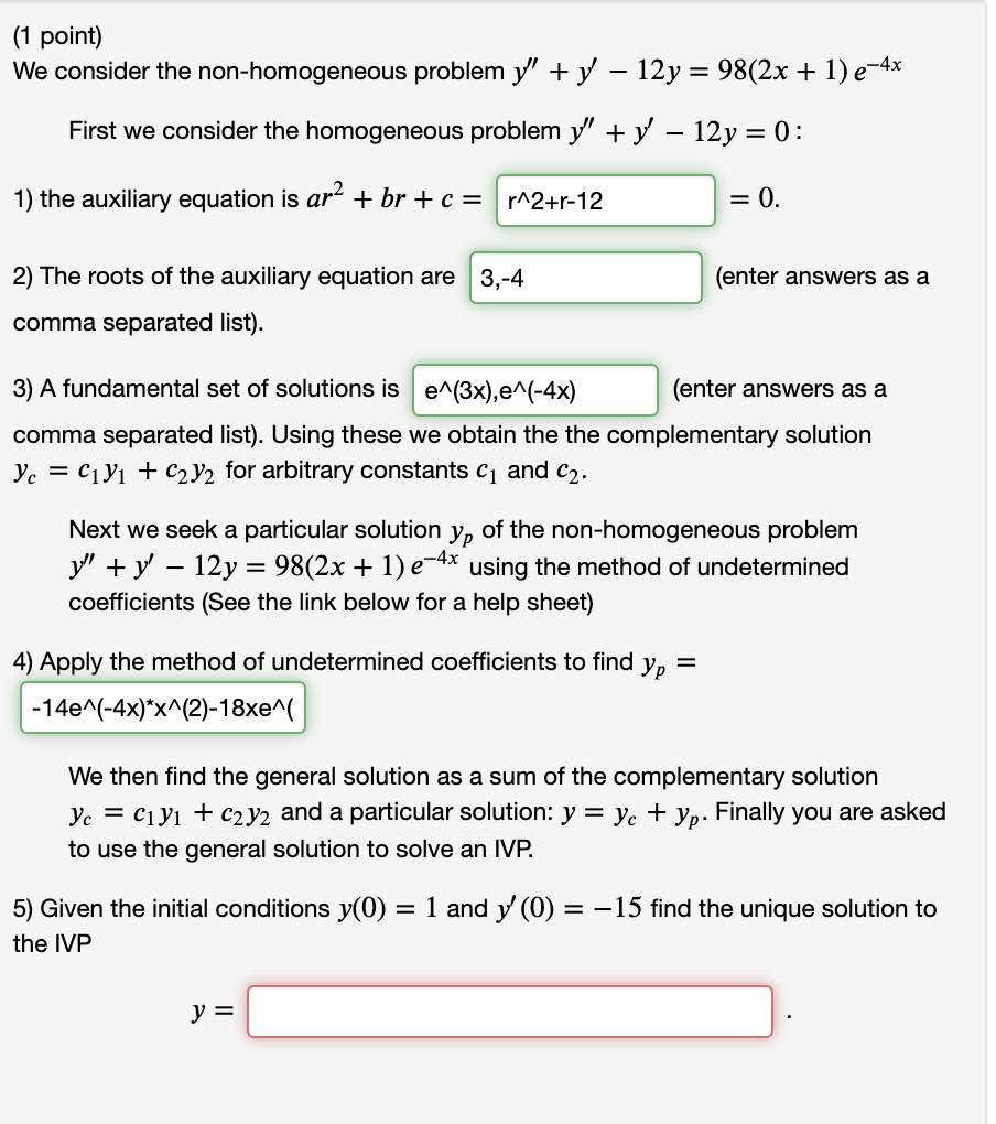 Solved 1 Point We Consider The Non Homogeneous Problem Chegg Com