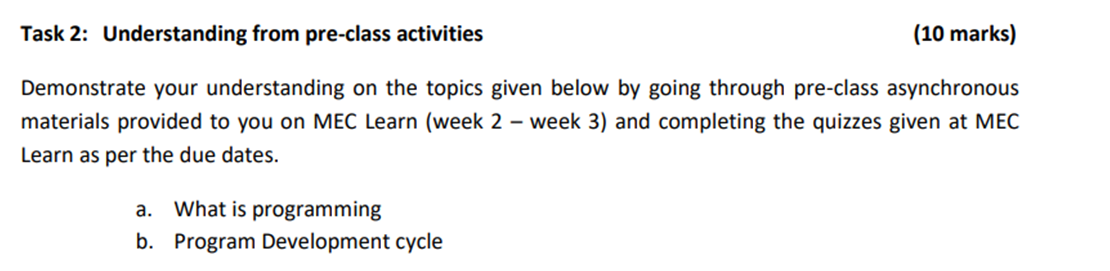Solved Task 2: Understanding from pre-class activities (10 | Chegg.com