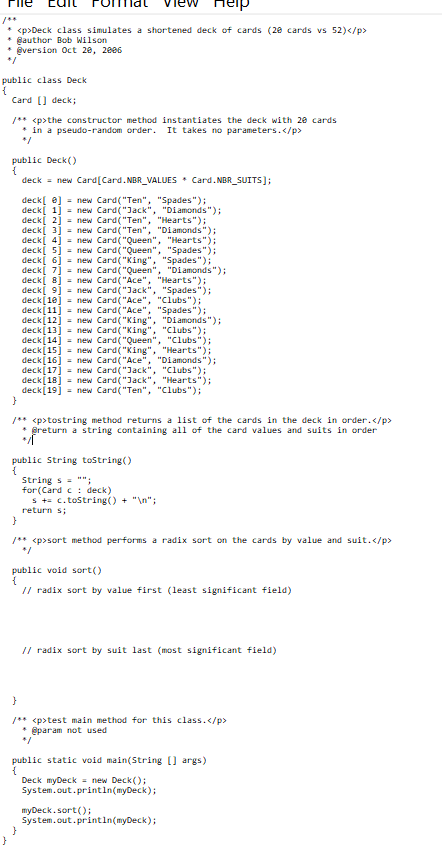 Solved File Edit Format View Help public class Card { public | Chegg.com