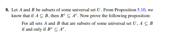 Solved 8. Let A And B Be Subsets Of Some Universal Set U. | Chegg.com