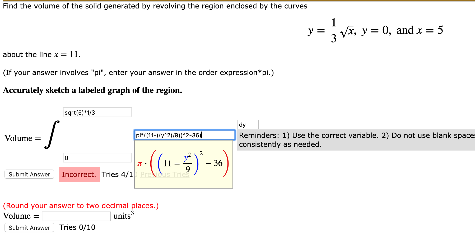 Solved Find The Volume Of The Solid Generated By Revolvin Chegg Com
