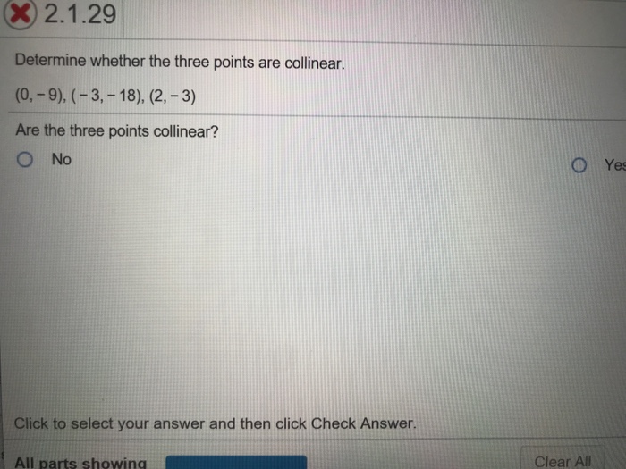Solved X) 2.1.29 Determine whether the three points are | Chegg.com