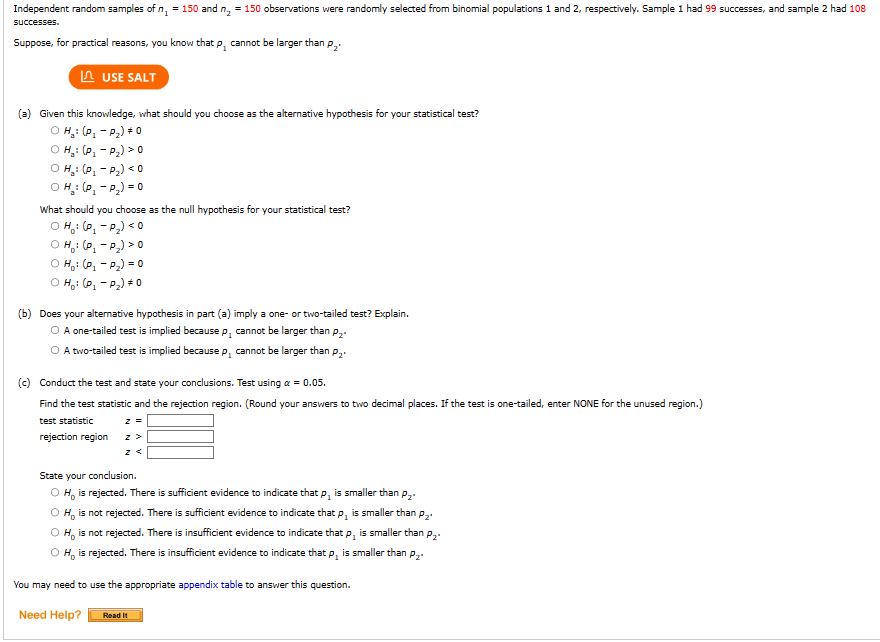 Solved Independent random samples of n1=150 and n2=150 | Chegg.com