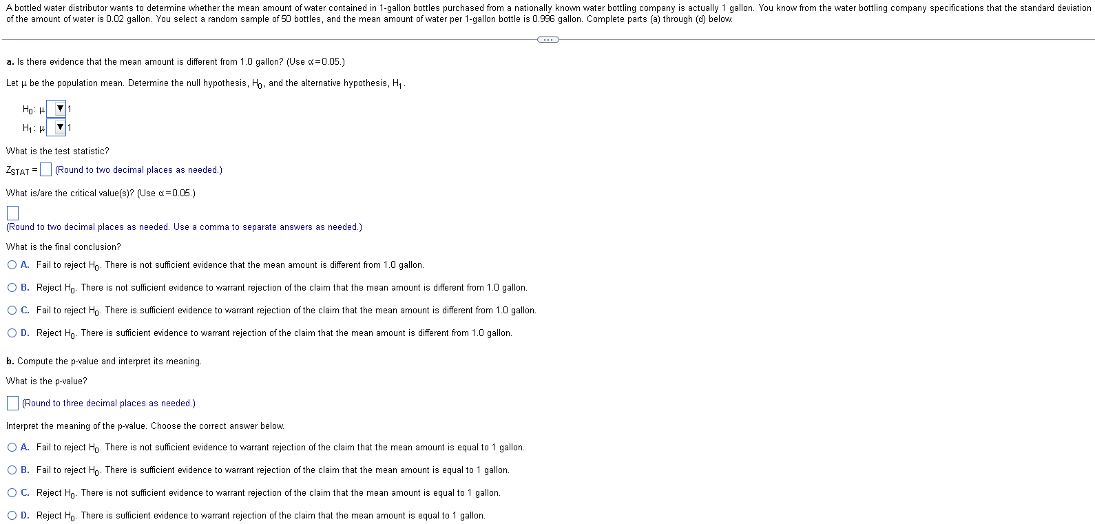 Solved What is the test statistic? ZSTAT= (Round to two | Chegg.com