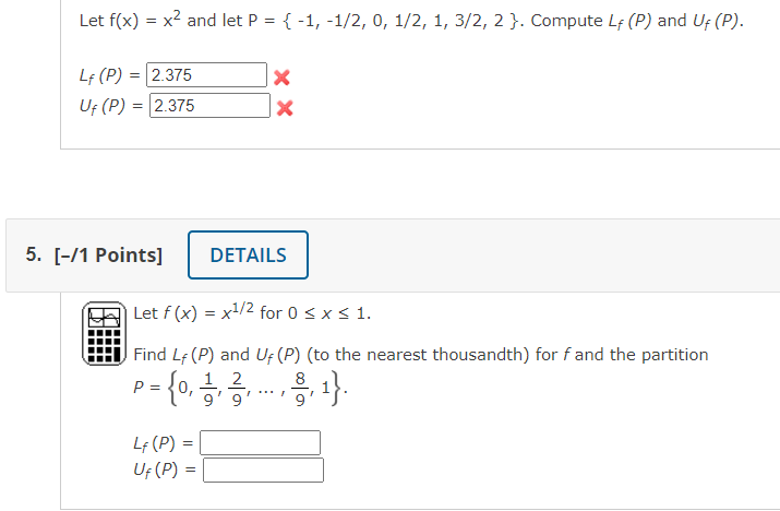 Solved Let F(x) = X2 And Let P = {-1, -1/2, 0, 1/2, 1, 3/2, | Chegg.com