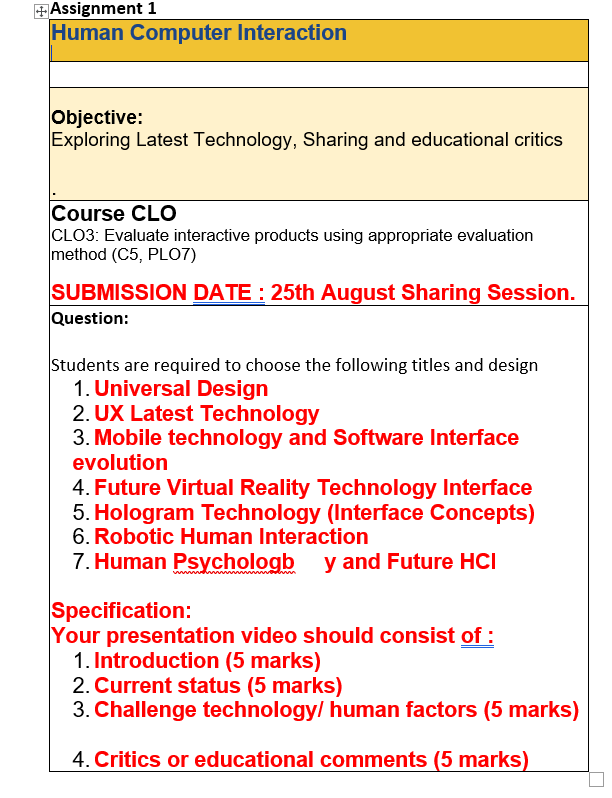 Solved Assignment 1 Human Computer Interaction Objective: | Chegg.com