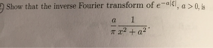 Solved Show that the inverse Fourier transform of e^-a| |, | Chegg.com
