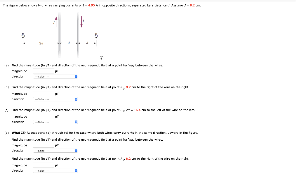 Solved The figure below shows two wires carrying currents of | Chegg.com
