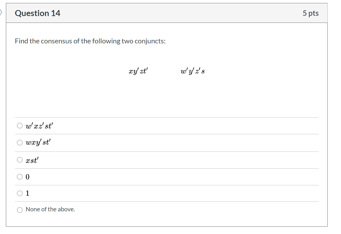 Solved Question 14 5 pts Find the consensus of the following | Chegg.com