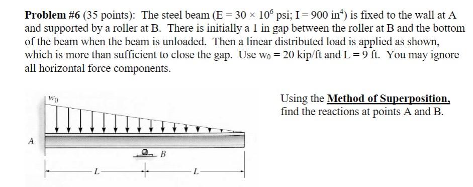 Solved Problem #6 (35 points): The steel beam | Chegg.com