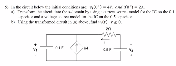 Solved 5) In the circuit below the initial conditions are: | Chegg.com