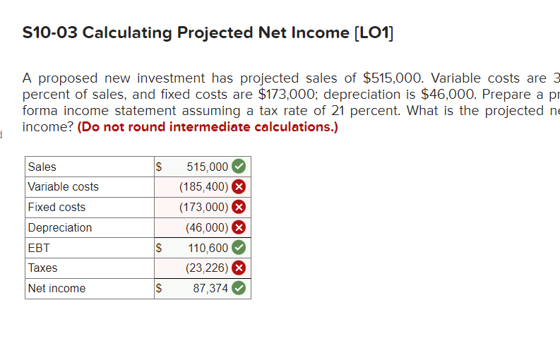 Solved S10-03 Calculating Projected Net Income [LO1] A | Chegg.com