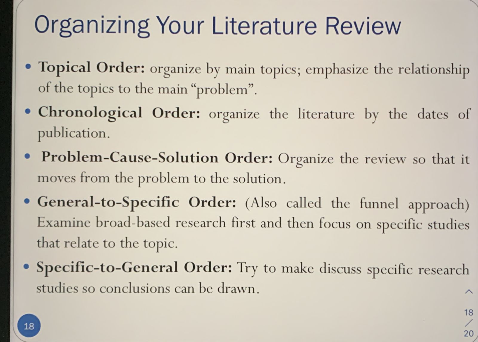 Organizing Your Literature Review Topical Order