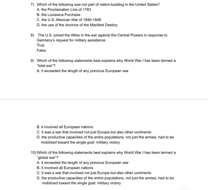 Solved 7) Which of the following was not part of | Chegg.com