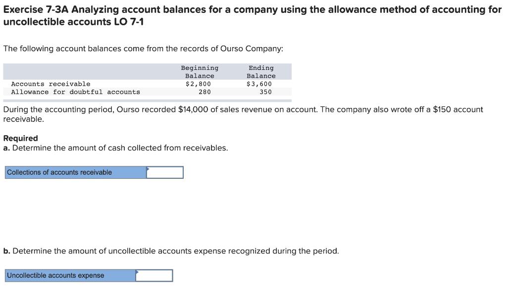 Solved Exercise 7-3A Analyzing account balances for a | Chegg.com