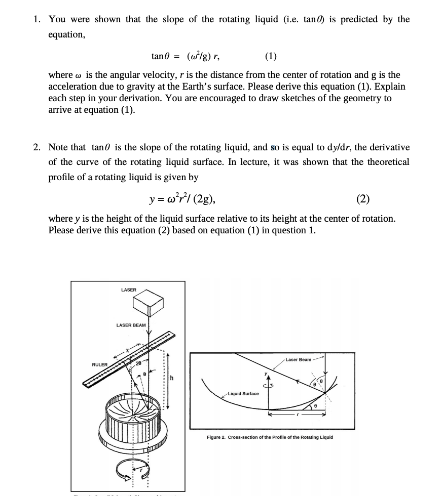 Solved 1. You were shown that the slope of the rotating | Chegg.com