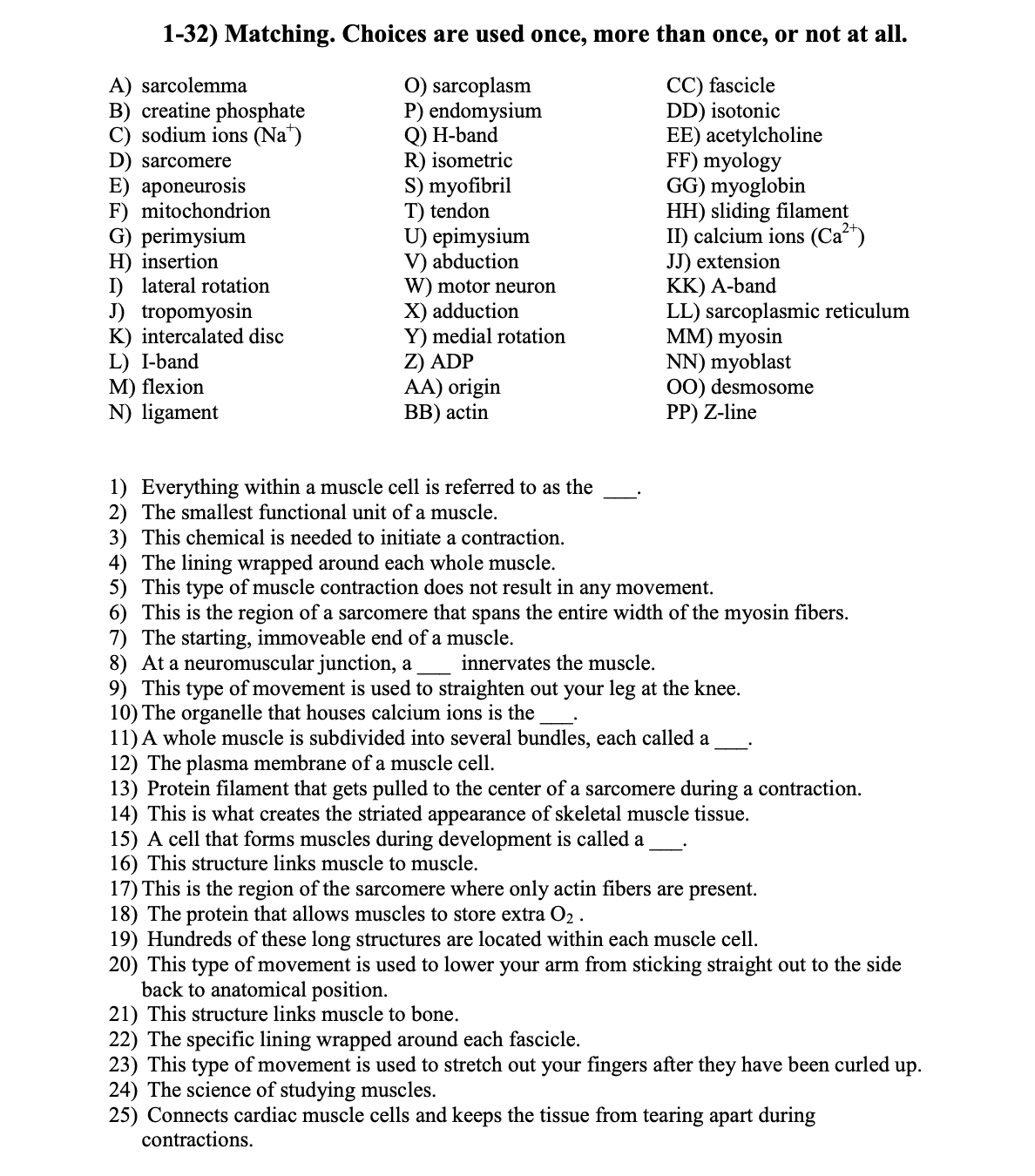 Solved 1 32 Matching Choices Are Used Once More Than O Chegg Com