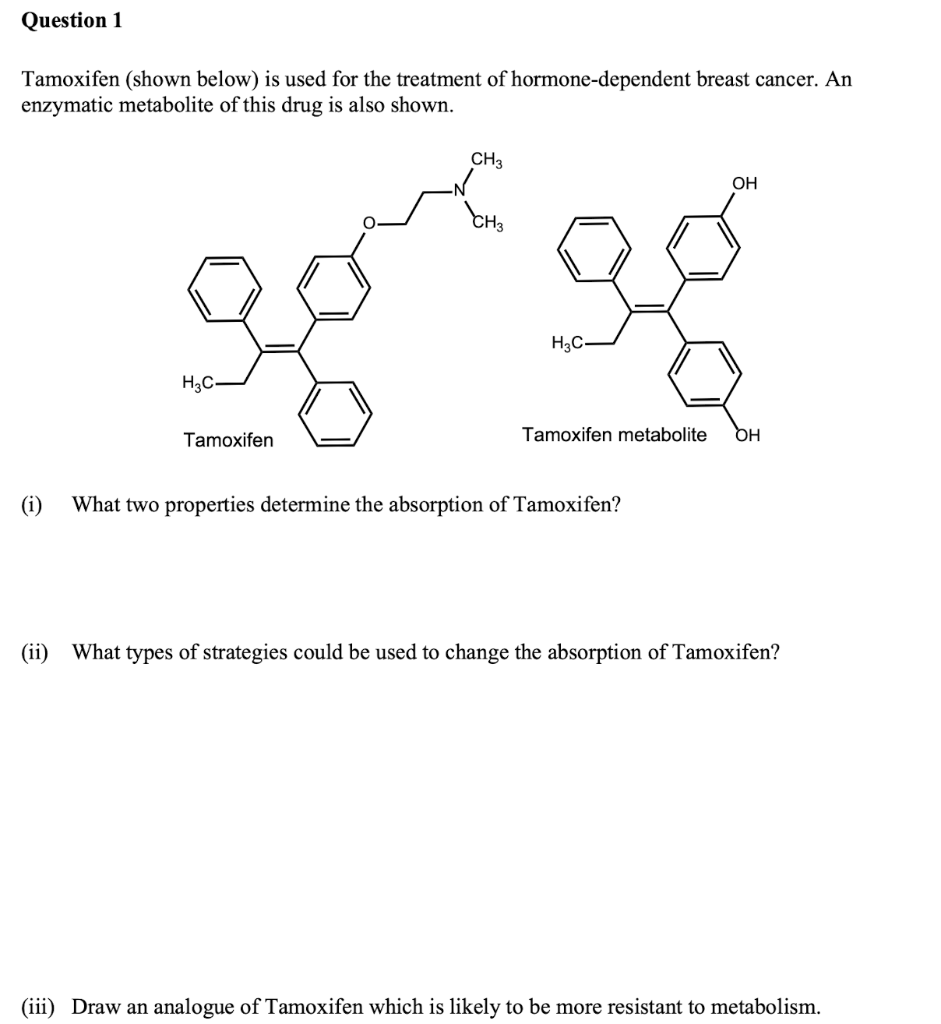 Solved 1. The drug tamoxifen, used in treatment of breast