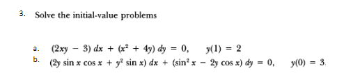 Solved 3 Solve The Initial Value Problems A