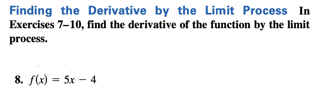 how to find the derivative of the function by the limit process