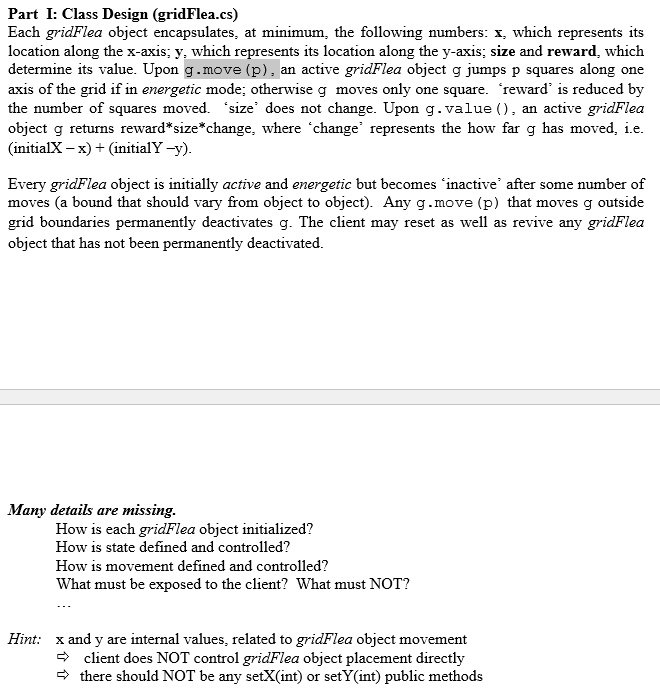 Solved Design and implements gridFlea class in C# Class | Chegg.com