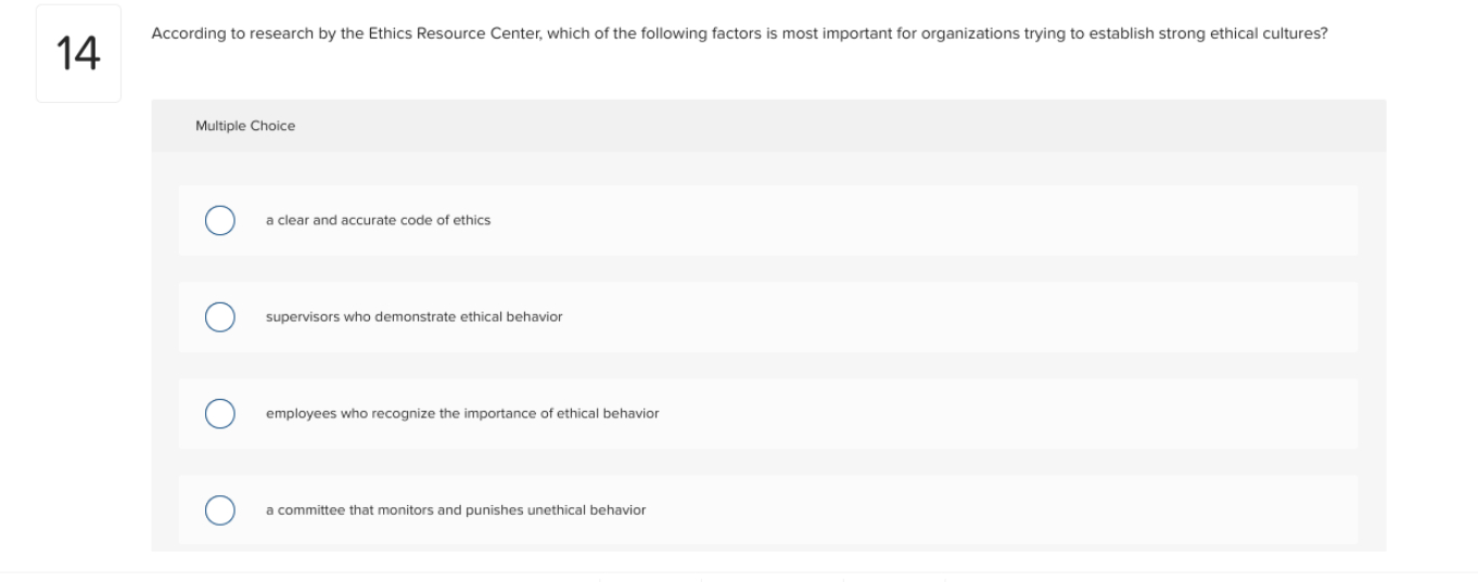 Solved According to research by the Ethics Resource Center, | Chegg.com