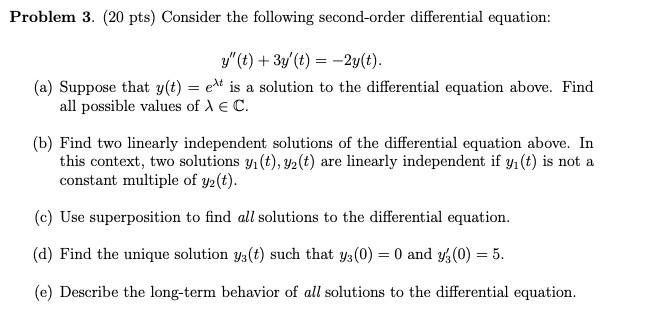 Solved Problem 3. (20 pts) Consider the following | Chegg.com