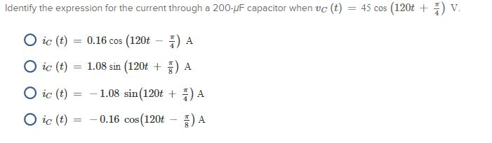 Solved Identify the expression for the current through a | Chegg.com