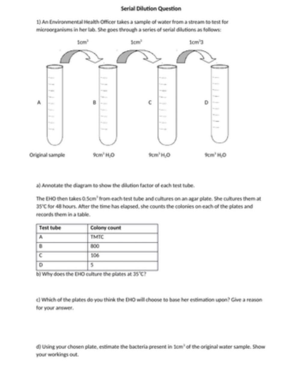 Solved Serial Dilution Question 1) An Health