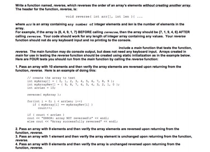 Solved Write a function named, reverse, which reverses the | Chegg.com