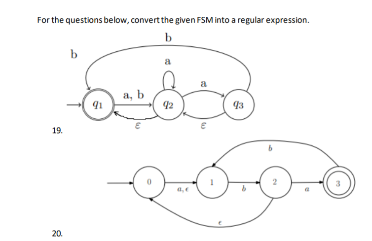 For the questions below, convert the given FSM into a | Chegg.com