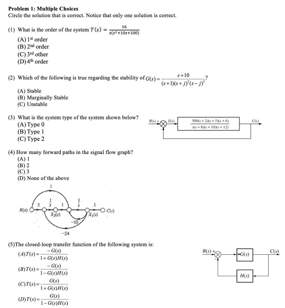 Solved Problem 1: Multiple Choices Circle The Solution That | Chegg.com