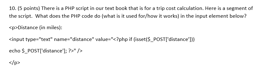 Solved 10. (5 points) There is a PHP script in our text book | Chegg.com